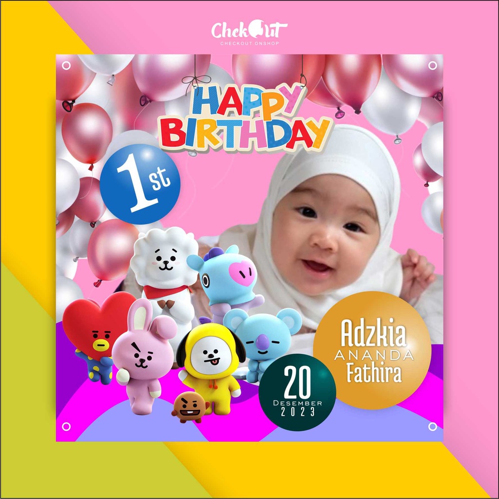SPANDUK BACKDROP/WALLPAPER/ DEKORASI PESTA ULANG TAHUN ANAK KARAKTER/FOTO SENDIRI