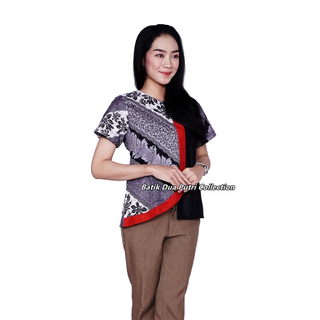 Batik Wanita Atasan Blouse Modern Trendy Bahan Katun Tidak Streetch