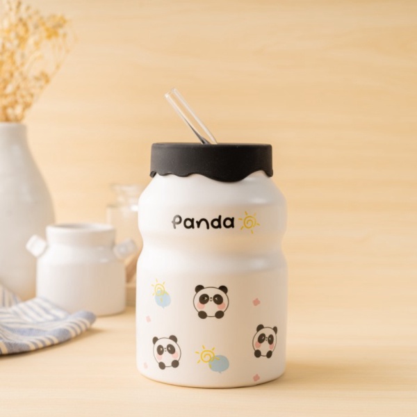 

Dijual ARAMI Unique Ceramic Cute Panda Cup w Straw Gelas Keramik Botol Susu - Panda Diskon