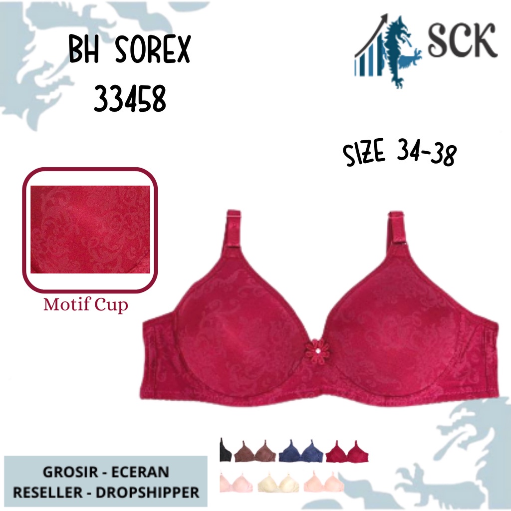 BH SOREX 33458 Tanpa Kawat Busa Tipis Motif / Pakaian Dalam Wanita - sckmenwear GROSIR
