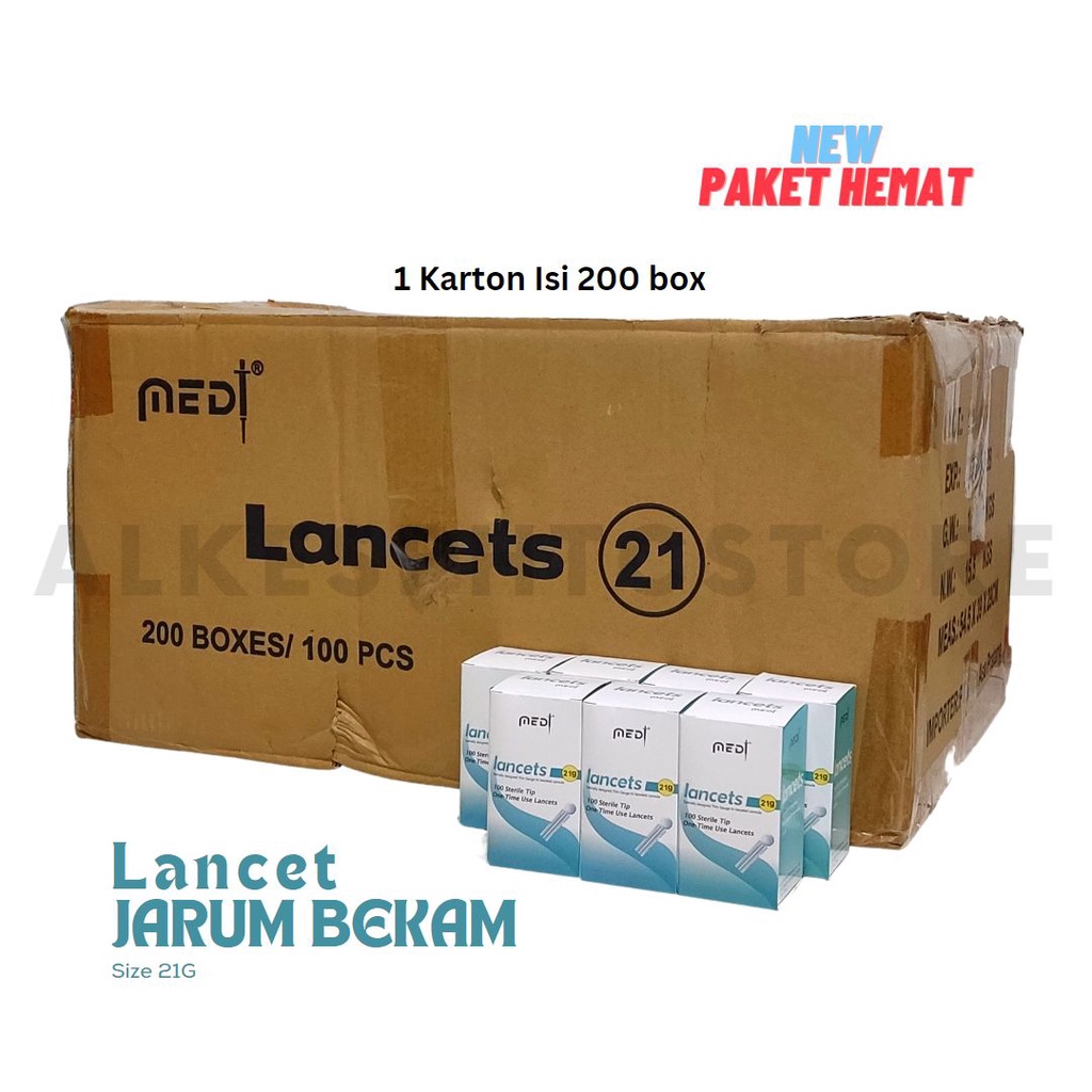 [200Box] Lancet Medilance 21G / Jarum Lancet Untuk Bekam 1 Karton Isi 200 Box