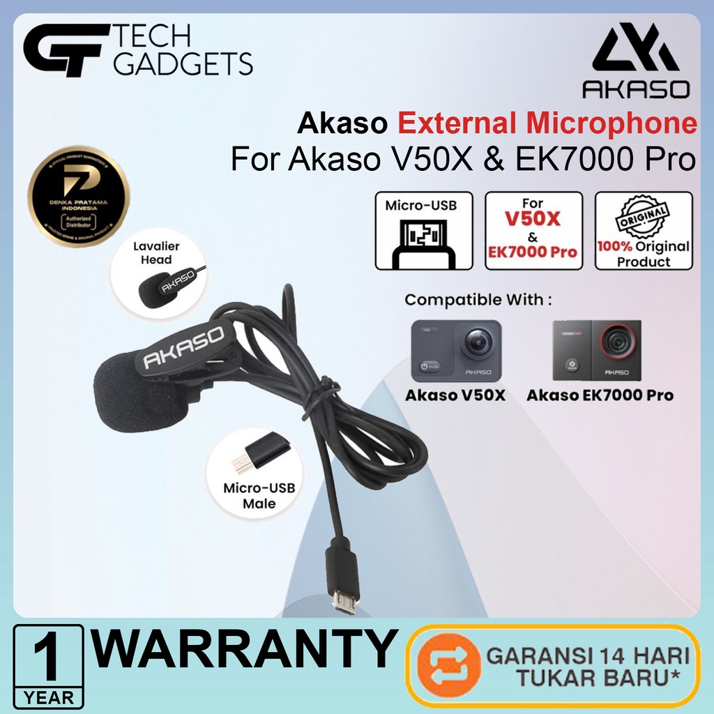 Akaso External Microphone USB For Akaso V50X & EK7000 Pro Mic Original