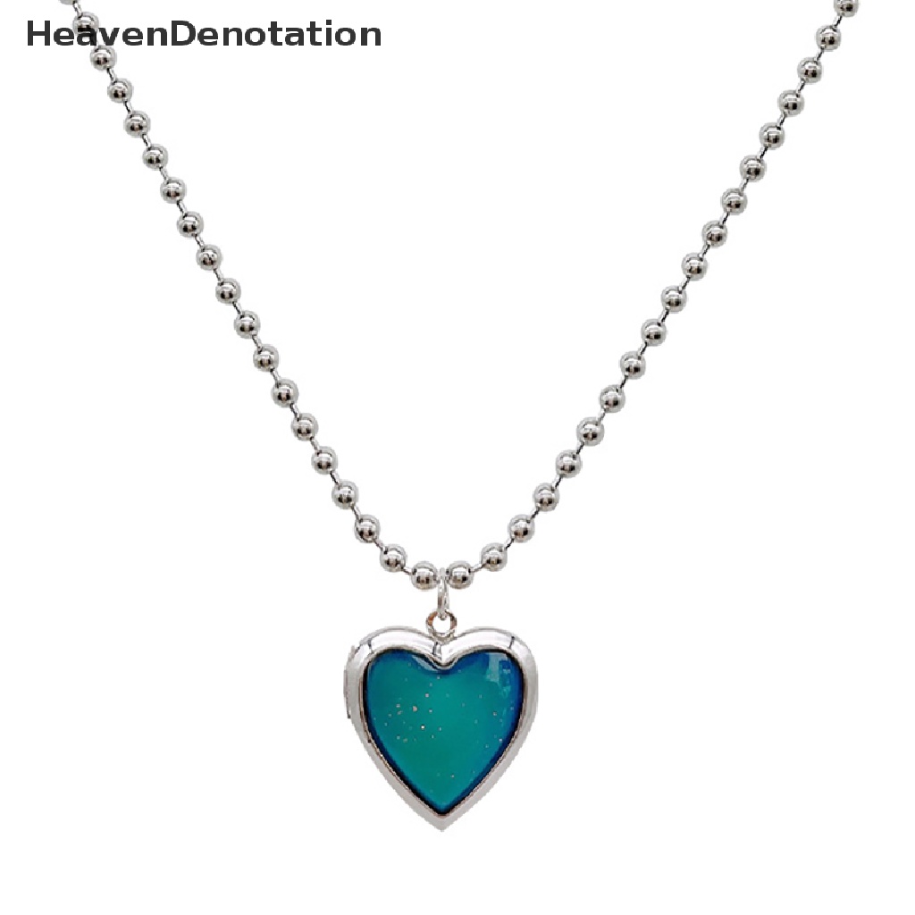 [HeavenDenotation] Mood Necklaces Peach Heart Love Pendant Foto Kalung Kontrol Suhu Warna HDV