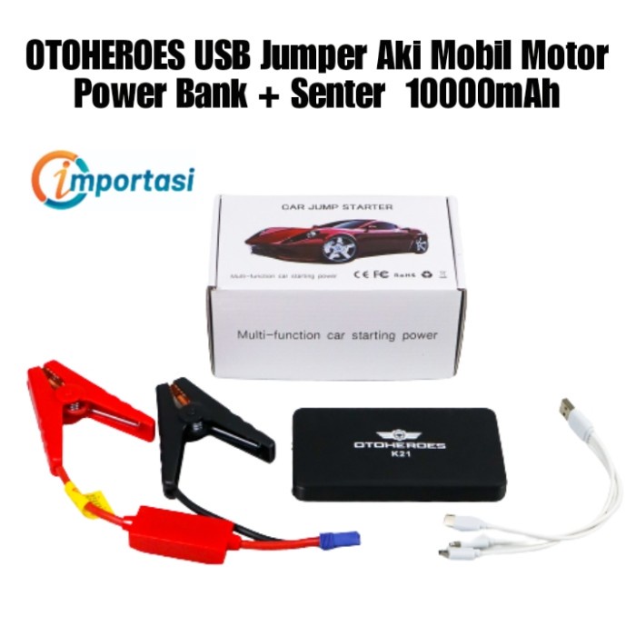 OTOHEROES USB JUMPER STATER AKI MOBIL MOTOR POWER BANK SENTER 10000MAH