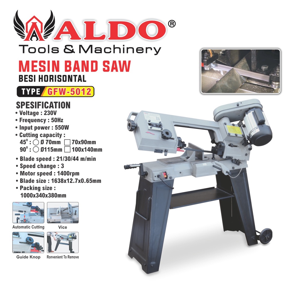 MESIN PEMOTONG BESI / MESIN BAND SAW BESI HORISONTAL TYPE :GFW-5012
