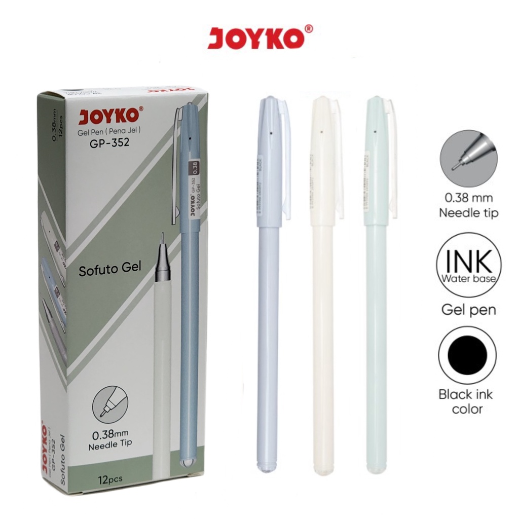 

1 LSN / 12 PCS Gel Pen Pulpen Pena Joyko GP-352 Sofuto Gel 0.38 mm