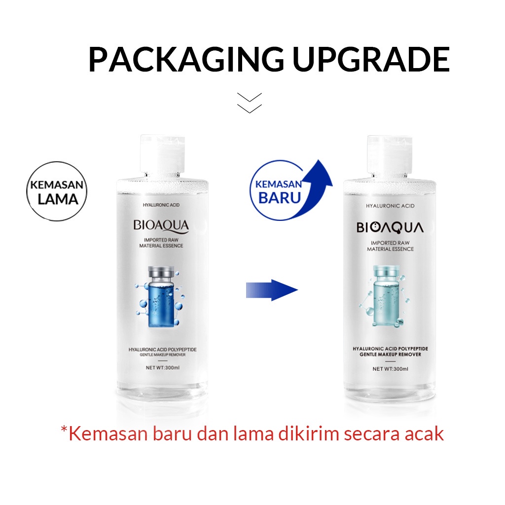 BIOAQUA Micellar Water Makeup Remover Hyaluronic Acid Polypeptide Gentle Cleansing Water 300 ml Rumah Cantik 354 Medan Bisa COD