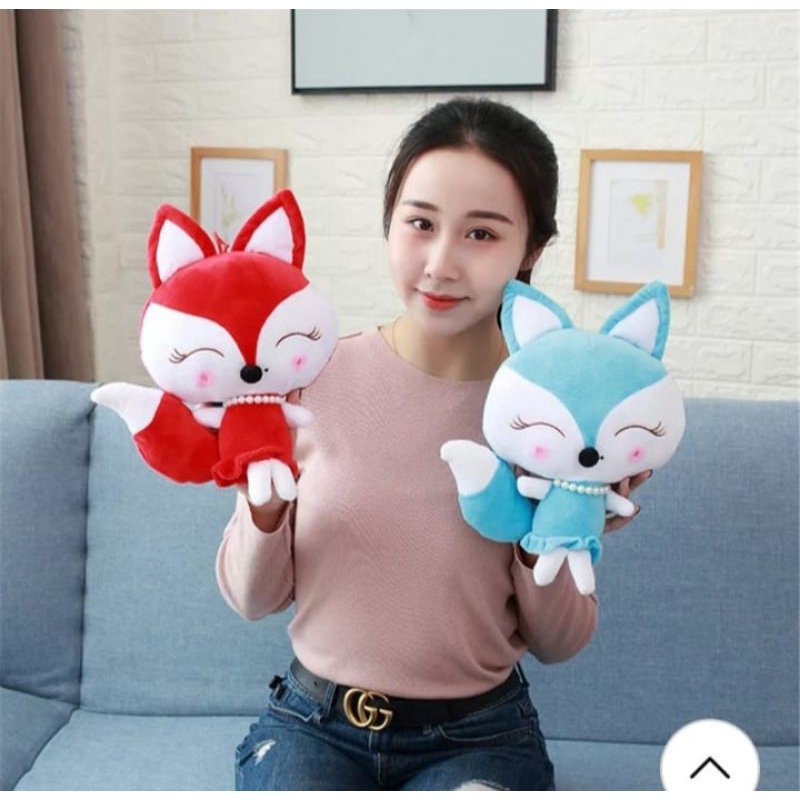 Boneka Cute Merah dan Biru Little Fox Boneka Fox Di 30Cm Hewan Kawaii plush Toy Boneka Bayi Kid's Hadiah Mini Mainan Mewah