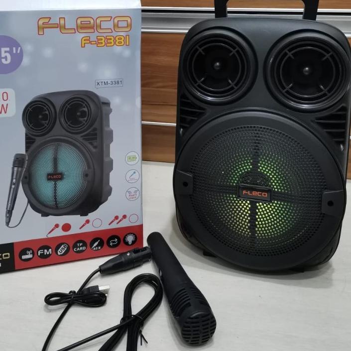 ➶ COD SPEAKER BLUETOOTH KARAOKE 6'5 INCH PROTABLE FLECO F-3381 PLUS MIC KARAOKE X-BASS FM/USB/TF CAR