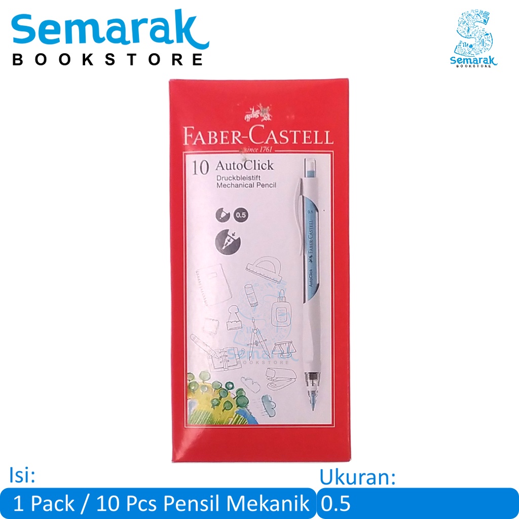 

Faber Castell AutoClick Mechanical Pencil Pensil Mekanik Sekolah 0.5 [1 Pack / 10 Pcs]