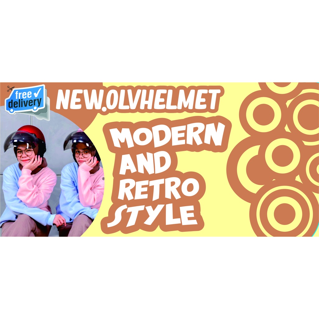 HELM CHIPS RETRO CLASSIC PRIA WANITA KACA CEMBUNG SNI