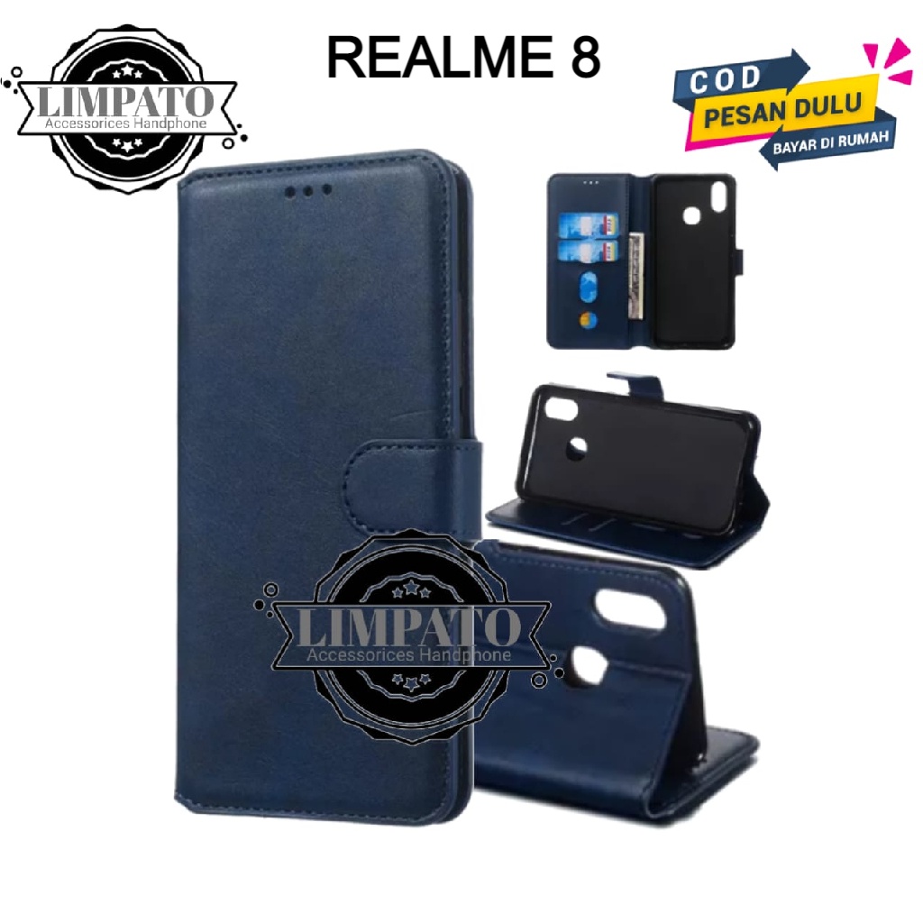 Casing Hp Realme 8 Softcase Dompet Kulit Flip Wallet Leather Cover