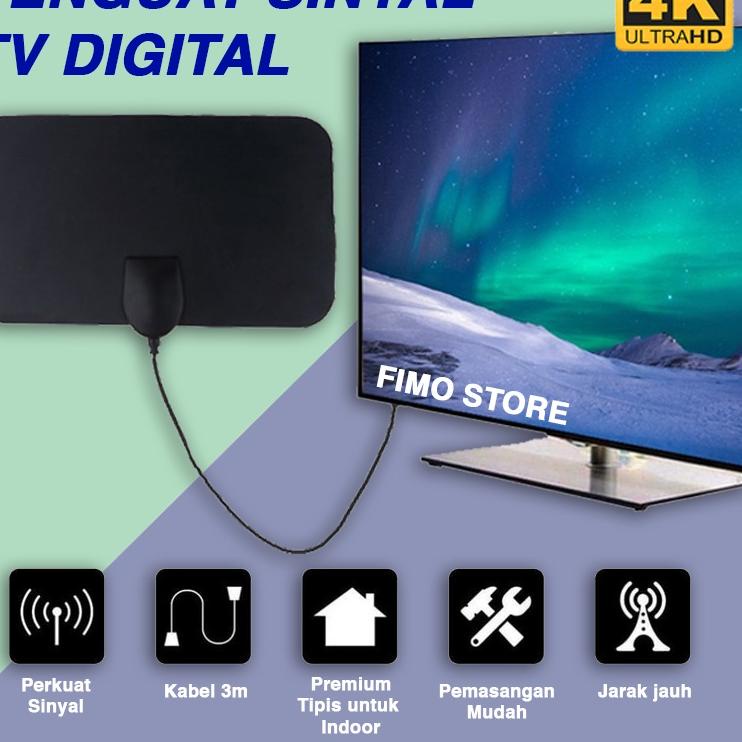 ➤ Antena Tv Indoor Led Super Jernih Dalam Ruangan Original Tabung DVB-T2 4K High Gain 25dB Indor Ori