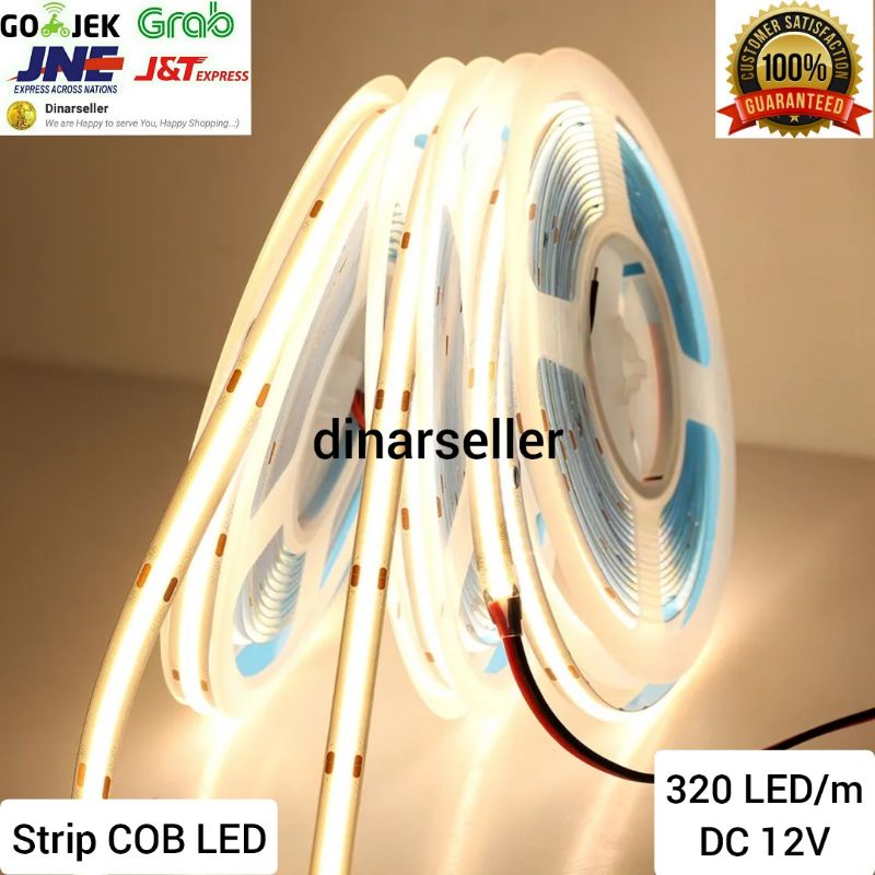 LED STRIP COB LED 320 LED /m LED DC12V PANJANG 5 METER PCB 8MM