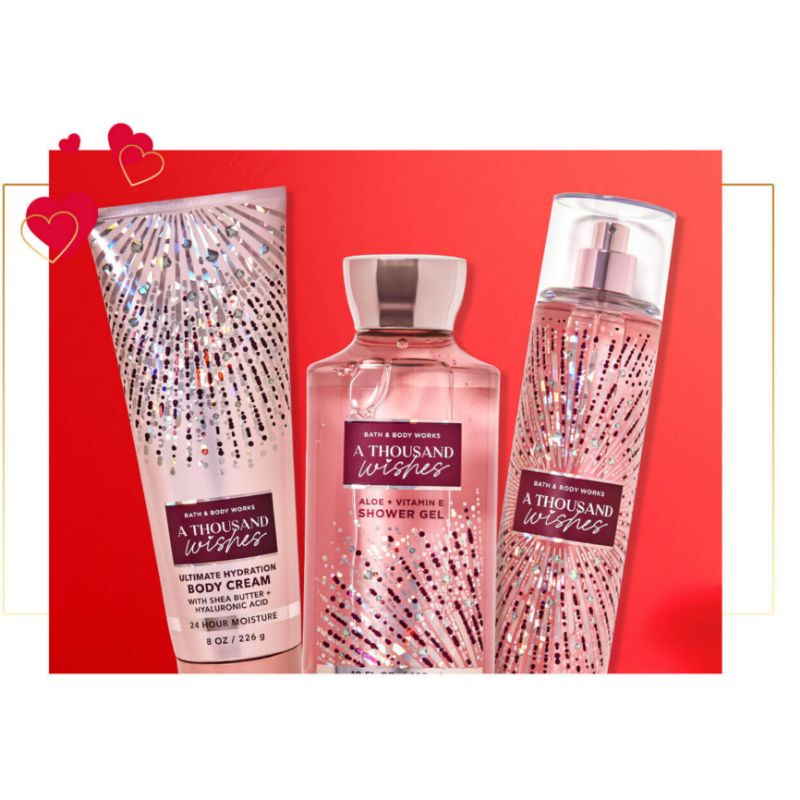 BATH &amp; BODY WORKS BBW A THOUSAND WISHES ATW SERIES MIST LOTION SHOWER GEL BODY CREAM HAND CREAM SHOWER GEL BODY CREAM LOTION MIST WASH WALLFLOWER ROOMSPRAY SCENTPORTABLE GENTLE GEL DEEP CLEANSING GENTLE FOAMING CREAMY LUXE