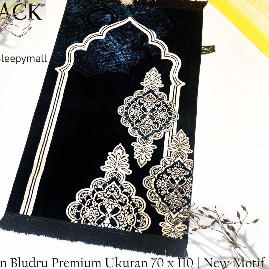 ✰ Sajadah Turki Hitam Premium,Sajadah Premium Tebal Motif Bunga ◘