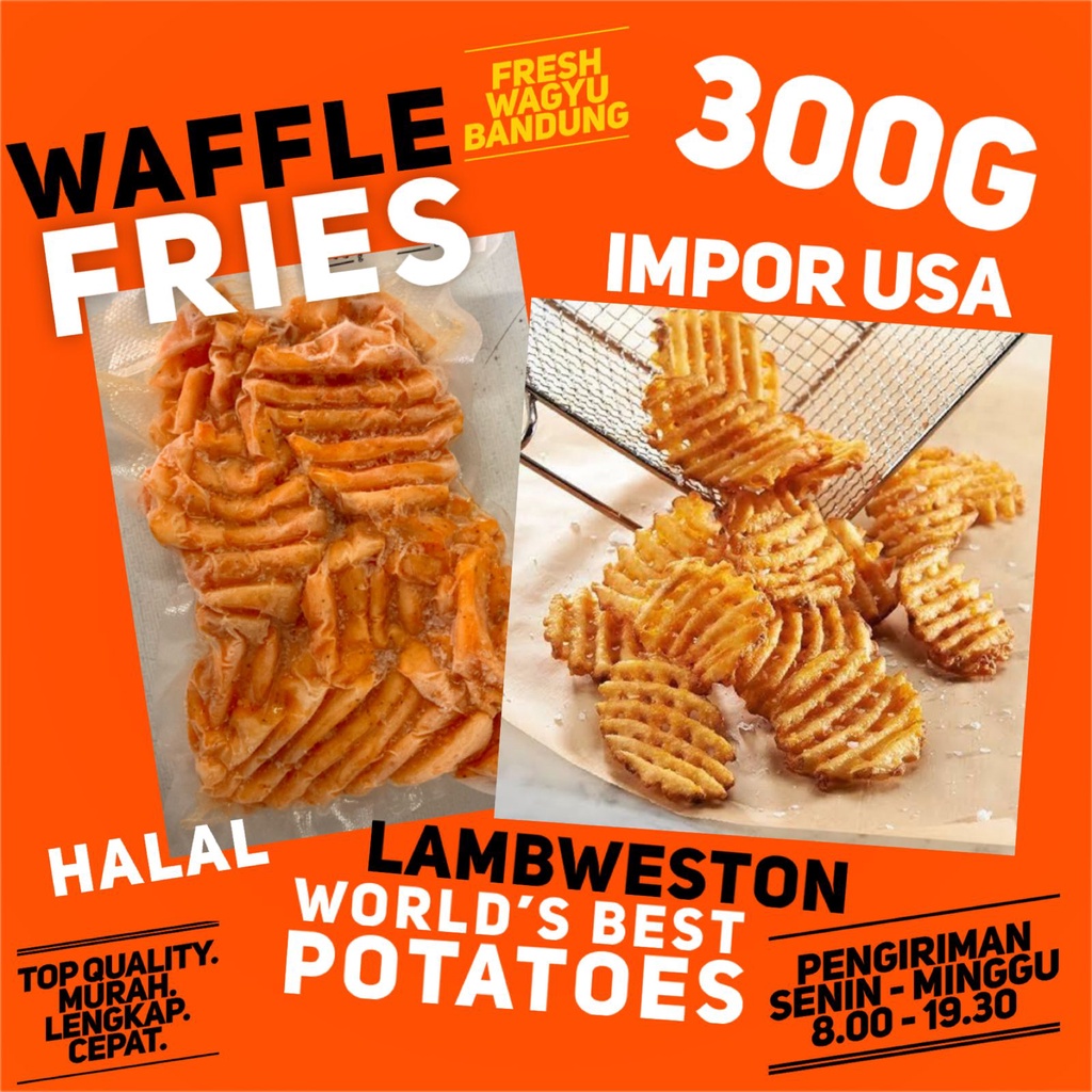 

LAMBWESTON WAFFLE FRIES CRISSCUT PREMIUM Kentang Goreng Impor USA Repack 300g