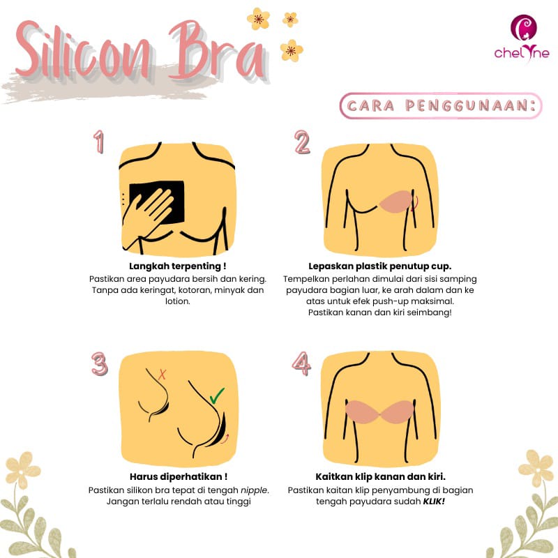 Bra Silicon Chelyne Push Up Bra P5 Dengan Box (PREMIUM) - Lem Perekat FreeBra (Termasuk Tali Transparan)