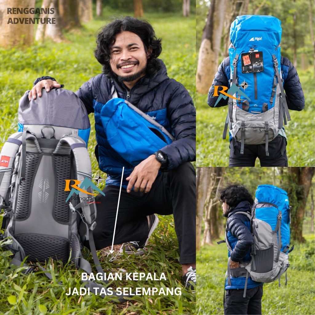 Tas Ransel Carrier AREI Atmos 60 LITER Tas Hiking Mendaki