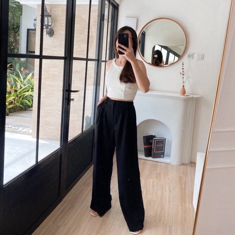 Loose Pants 999 Trousers Wanita - Celana Kulot Wanita Highwaist Bahan Jatuh BB 35-85 KG