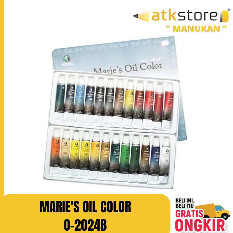 

MARIES Cat Minyak OIL COLOR O-2024 B 24 Warna cat minyak marie's set 24 warna 100% ori