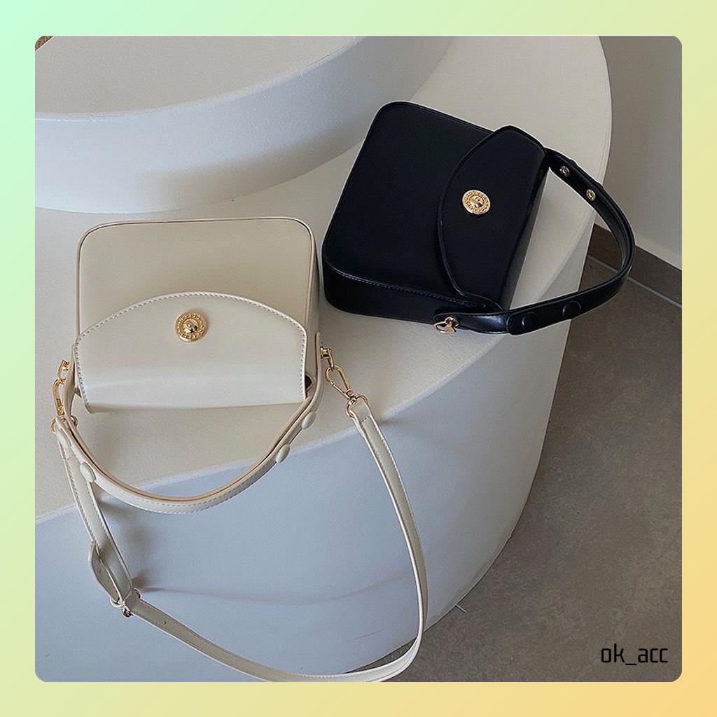 BARU Tas Selempang Kulit Wanita Rantai Messenger Luxury Mini Bag FT61 Kulit elegan putih hitam 16 x 6 x 18 cm Leather