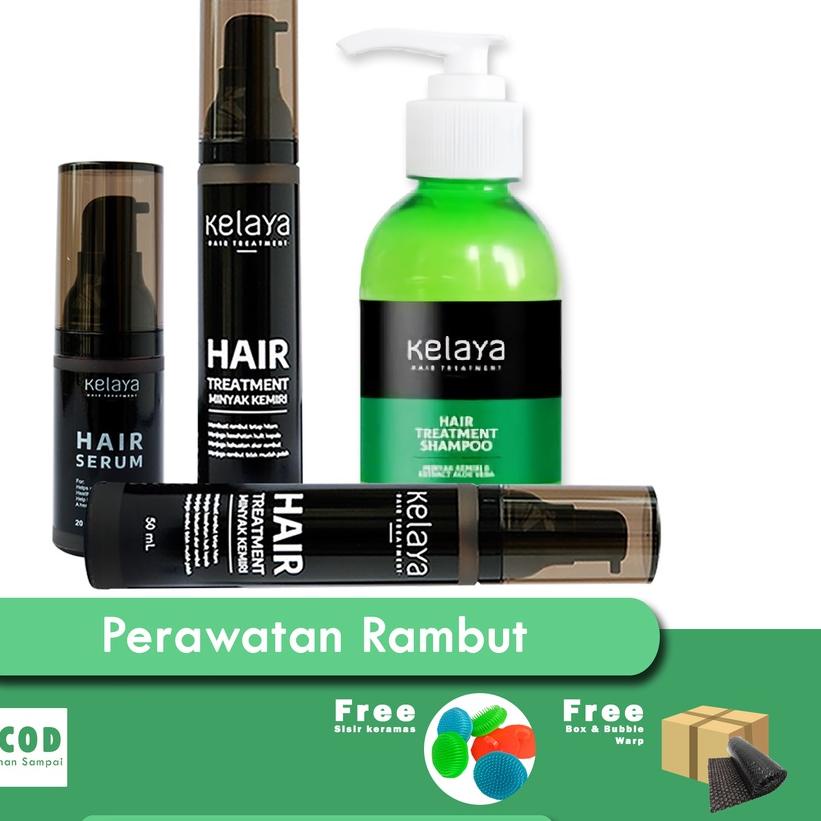 ☊ Paket Komplit KELAYA SHAMPOO Hair Treatment Bundling Spesial (Shampo, Minyak, SERUM) ►