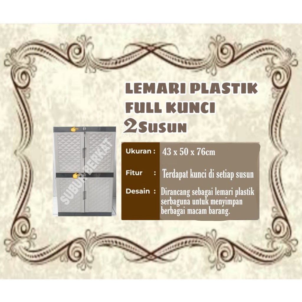 KARGO LEMARI PLASTIK LEMARI PAKAIAN LEMARI BAJU 2 SUSUN FULL KUNCI