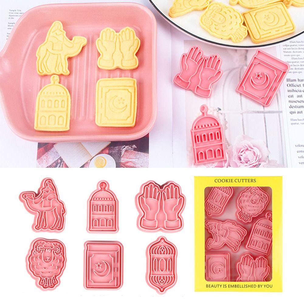 Solighter 6pcs/set Alat Kue Eid Mubarak Cetakan Kue Islam Muslim Festival Cookie Cutter