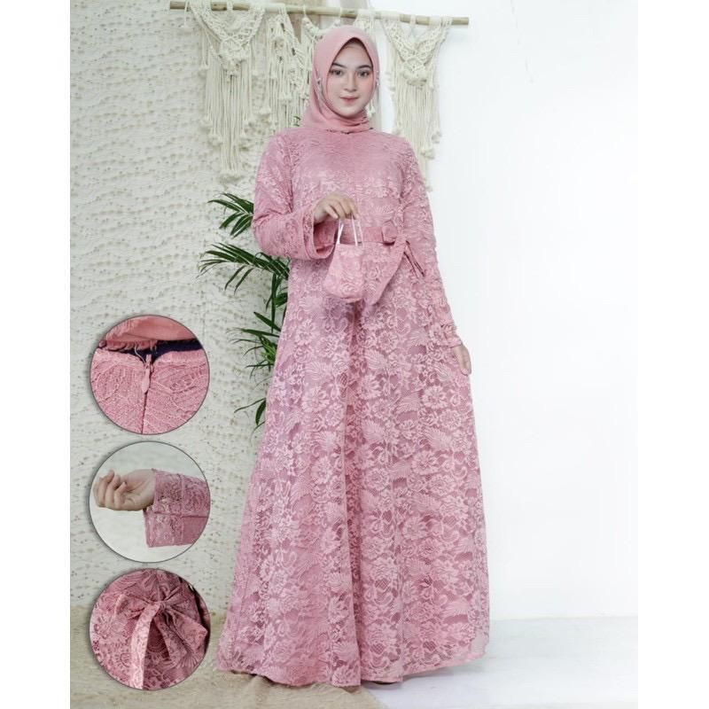 Gamis Brokat Jumbo Size / Gamis Brokat LD 120cm / Gamis Seragaman / Gamis Brokat / Gami Kondangan / 