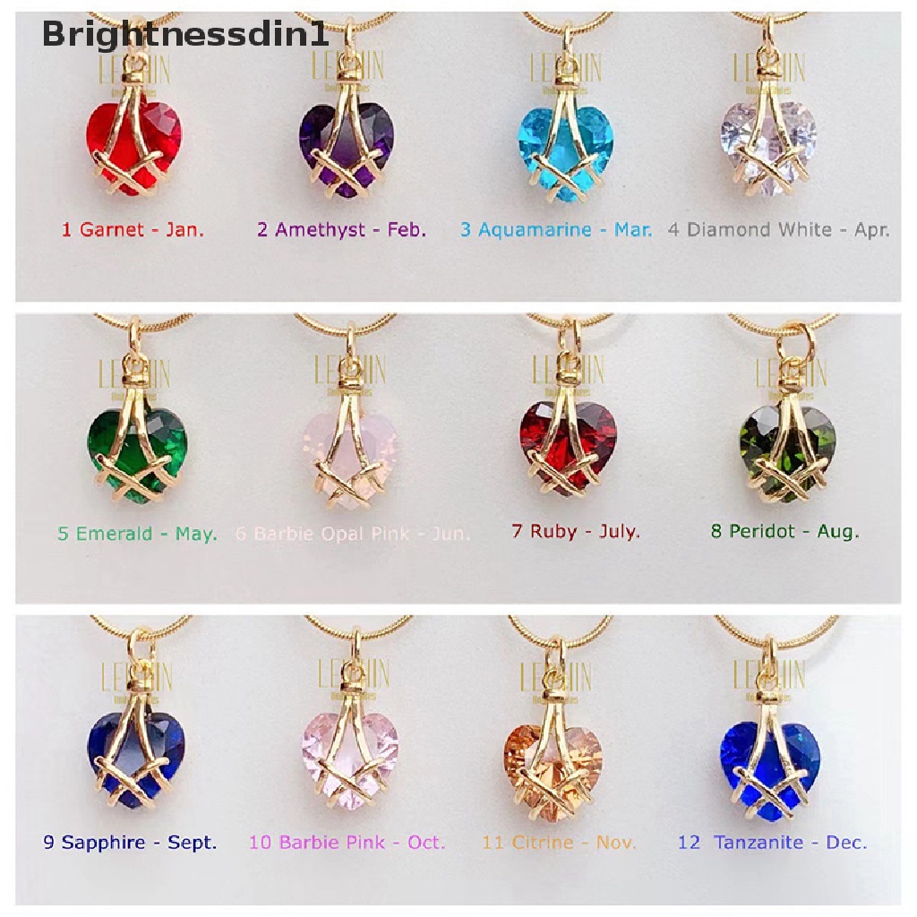 [Brightnessdin1] 18k Gold Plated Barbie Diamond Castle Kalung Pink Kristal Hati Birthstone Liontin Baja Titanium Butik