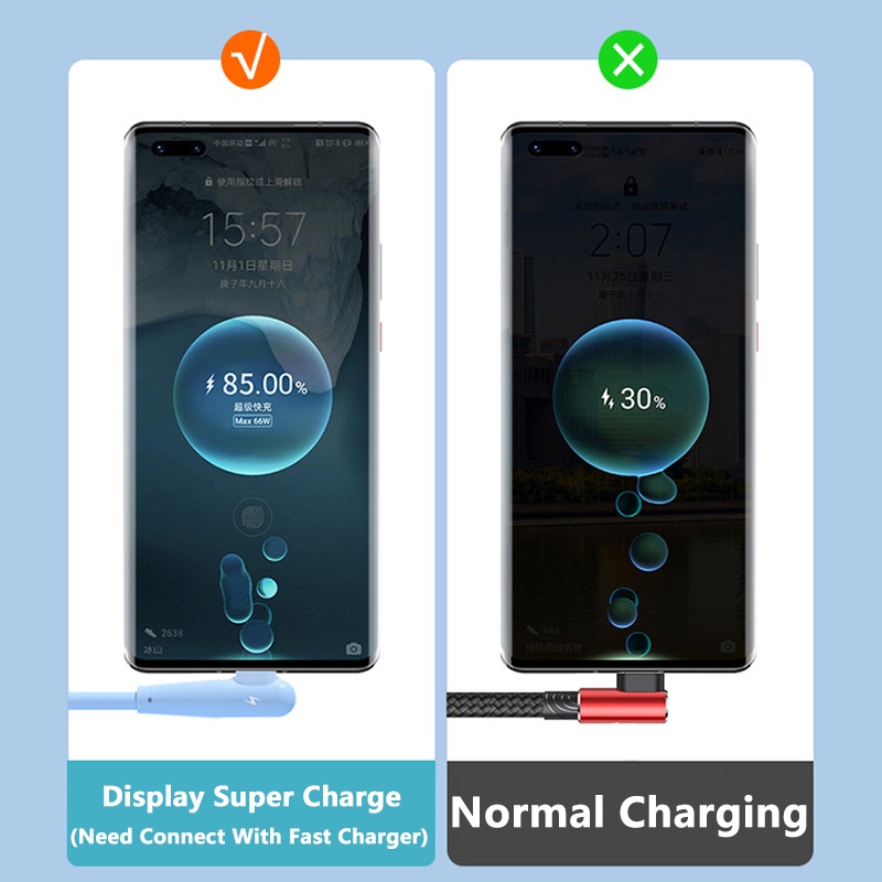 Kabel Cas 66W 3in1 6A Type-C Fast Charging 2.4A Lightning Charge 2A Untuk Micro Fast Charging Cable