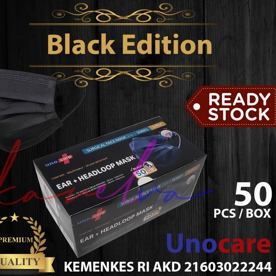 (Bisa Cod) Masker Medis Bedah 3 Ply Surgical Face Earloop Mask Unocare Uno Care 3Ply Putih Hijau Hit