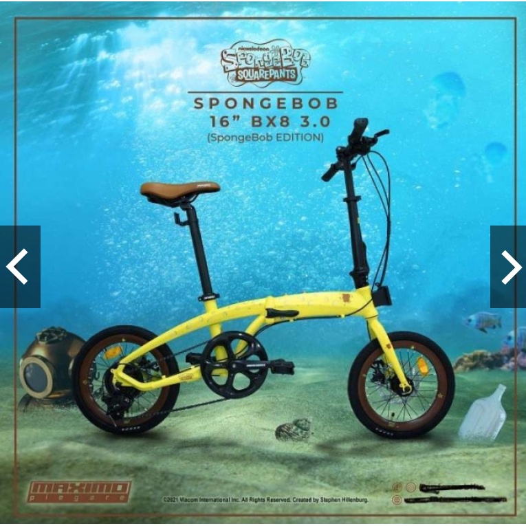 Sepeda Lipat MAXIMO CYCLO BX8 3.0 uk 16 inch edisi Spongebob