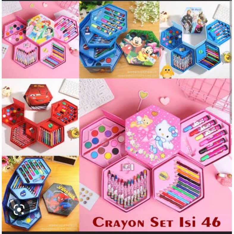 

crayon set isi 46 pcs 4 in 1 mewarni