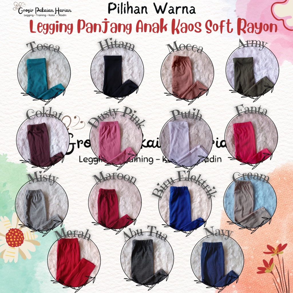 Legging Panjang Anak Kaos Soft Rayon Usia 6 - 18 Bulan