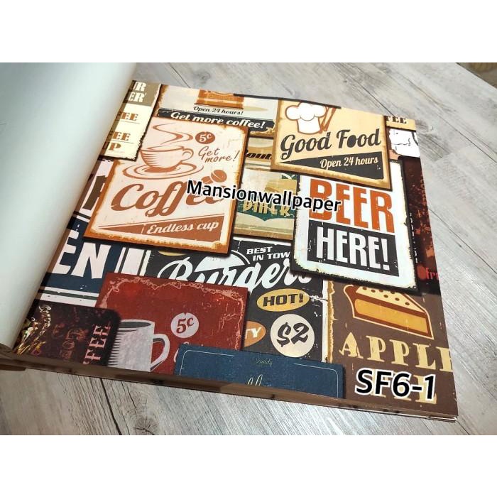 Wallpaper Dinding Murah Cafe Coffee Koran Grafiti Warna Vintage Retro