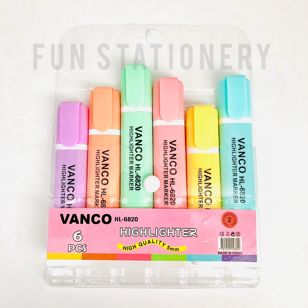 (6 PCS) STABILO PASTEL VANCO HL - 6820 + POUCH / HIGHLIGHTER PEN