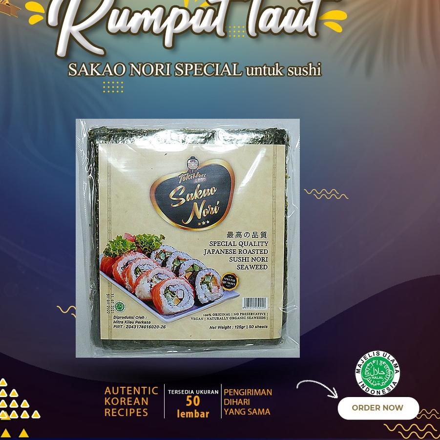 

➧ Special Sakao Nori Sushi Nori Seawees 125 Gram Kimbab Roasted Seaweed ➵