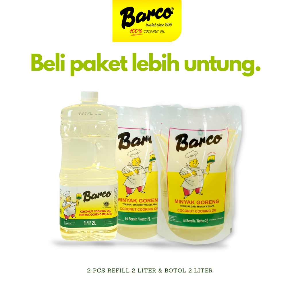 

Barco Offical- Minyak Goreng Kelapa Botol 2 ltr + Pouch 2 ltr (2pcs)