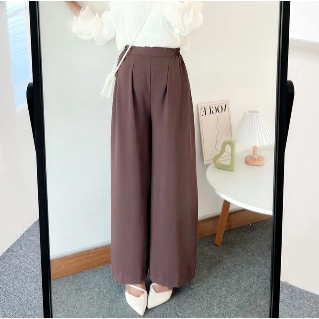 Maiza Loose Pants Kulot Crinkle Celana Kulot Highwaist