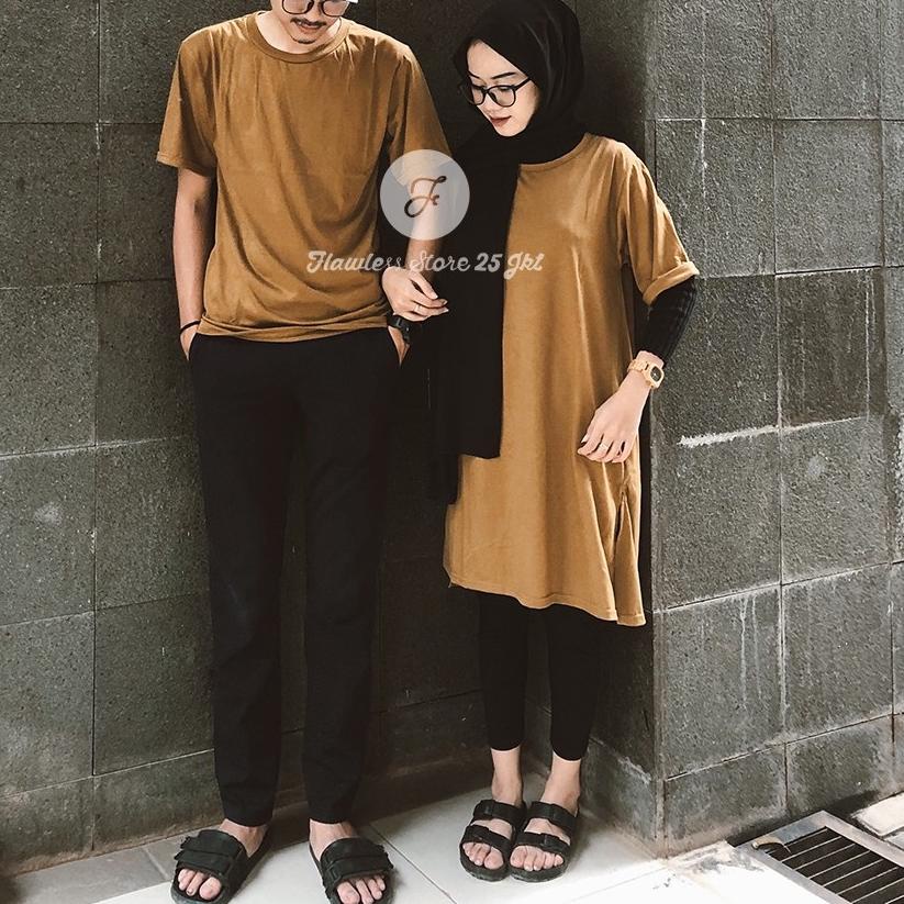 ➼ couple tshirt dress zoya oversize  kaos pasangan basic ™