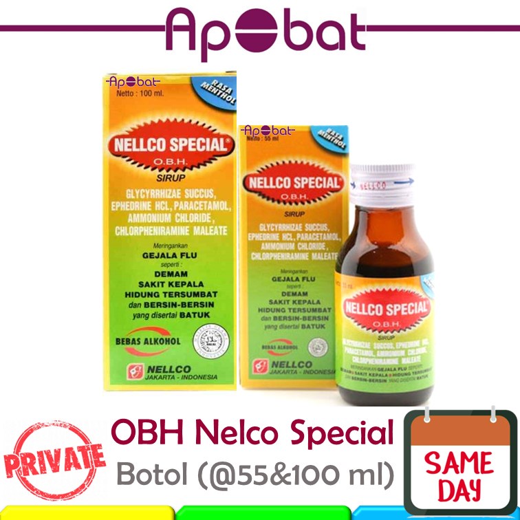- ApObat - OBH NELLCO Spesial 55 / 100 ml OBH PE SIRUP Obat Batuk Pilek Flu Demam Sakit Kepala Syrup