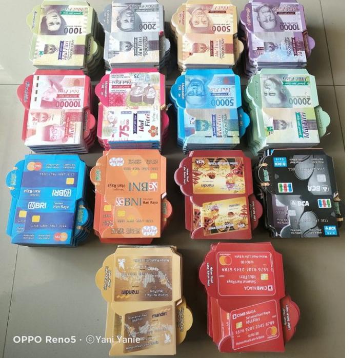 

O96 Amplop Lebaran motif UANG dan ATM ±1000 lmbr blm di lem BELANJA MURMER ㄿ