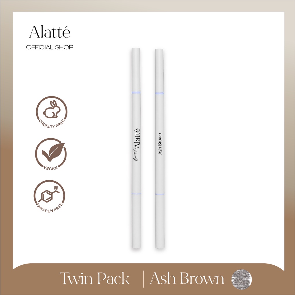 Alatte Bundle Brow Wand - Ash Brown Twin Pack Pensil Alis / Eye Brow Mechanic