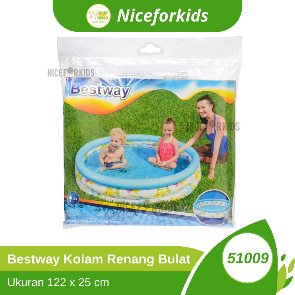 BESTWAY 51009 Kolam Renang Anak Fish Uk 122 X 25 Cm