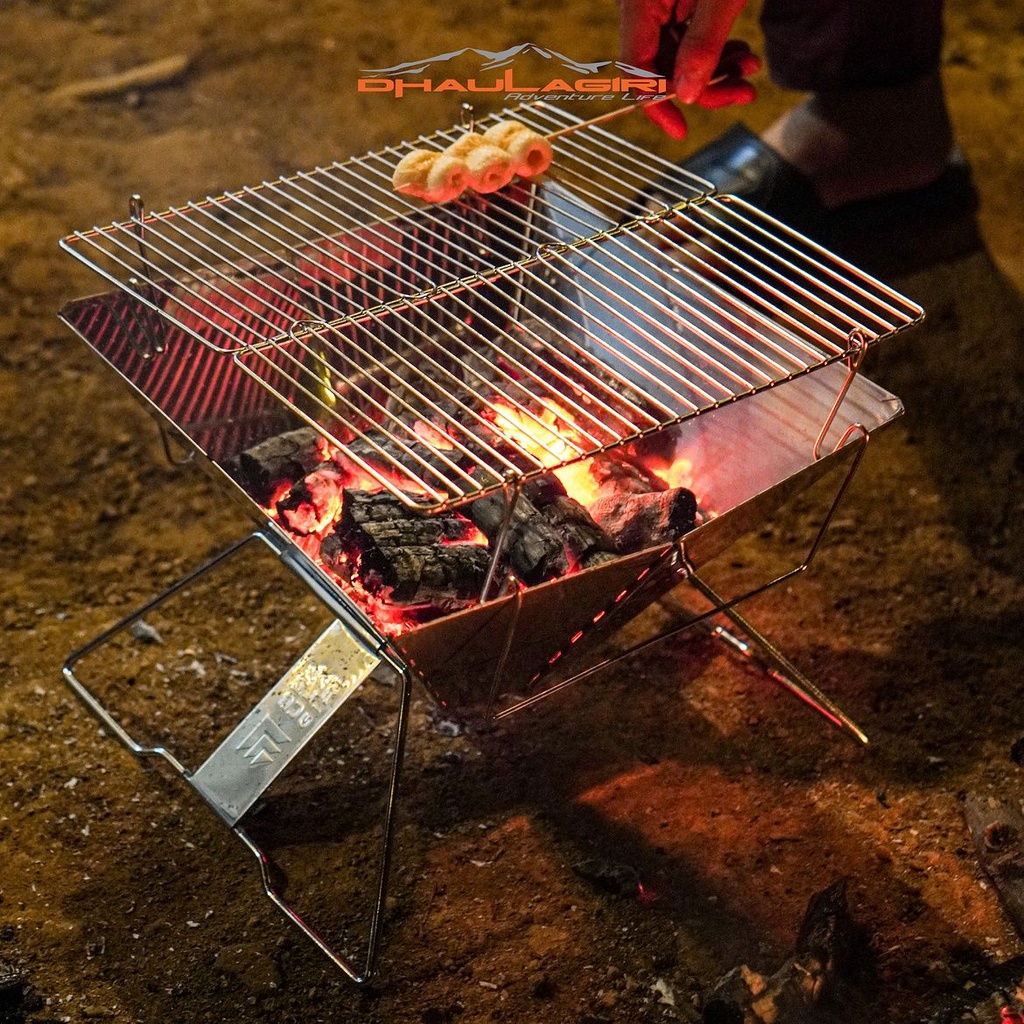 DHAULAGIRI Folding Camfire Grill Panggangan Barbecue Camping Keluarga Pemanggang Barbeque