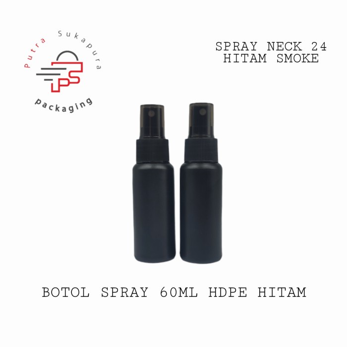 botol spray 60ml hdpe hitam - tutup spray hitam smoke