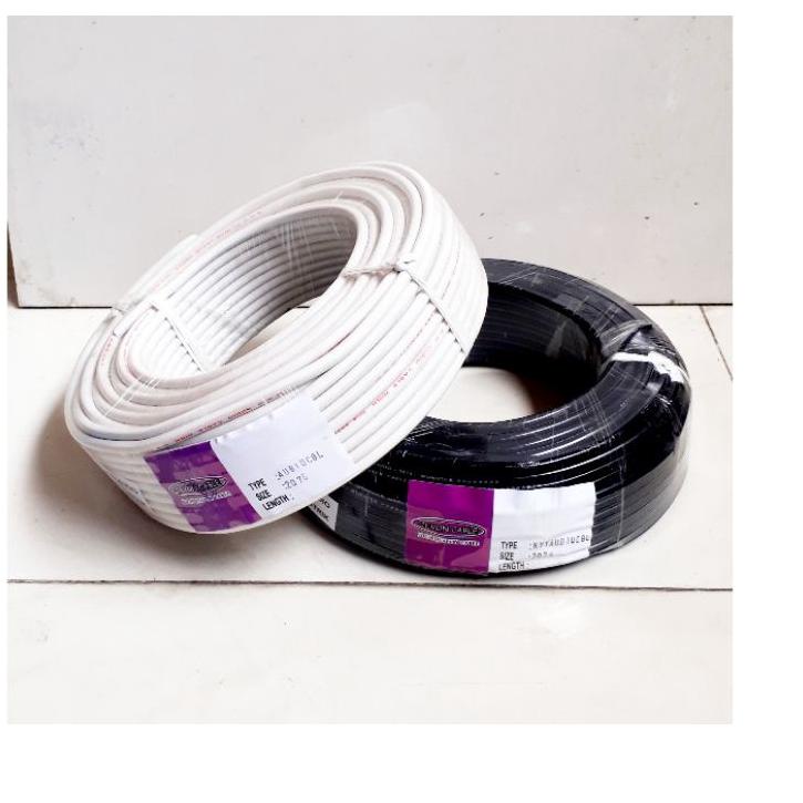 ➹ Kabel listrik serabut HYO  hitam  putih 1 roll ✬
