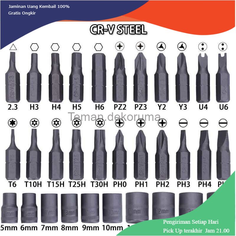 TD - HTA AOTUO Set Kunci Ratchet Screwdriver Household Repair Tools 38in1 - 2880A